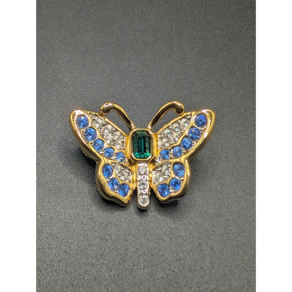 Swarovski Butterfly Brooch Gold Tone Crystals Women's Signed Insect Jewelry